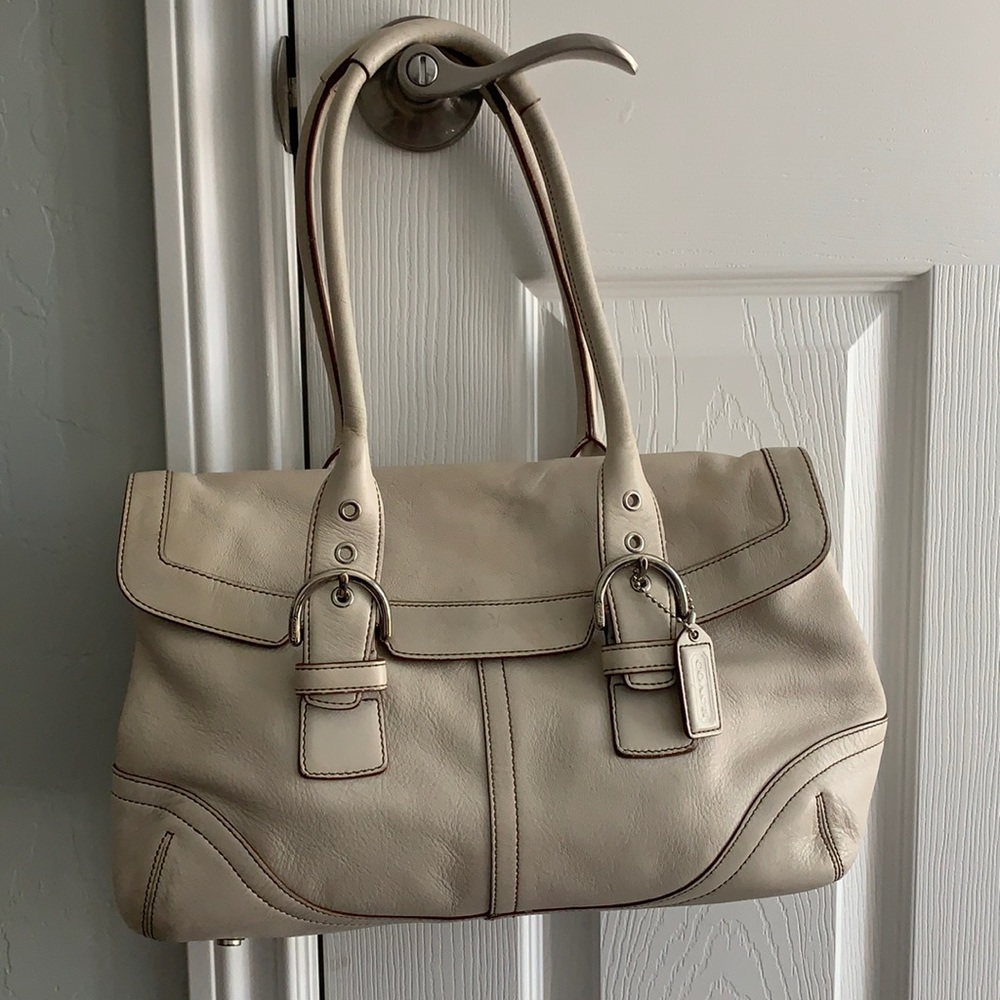 cream coach shoulder bag